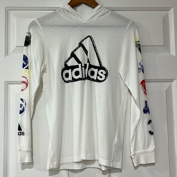 adidas Other - Adidas Boys White Lightweight Hoodie Tee